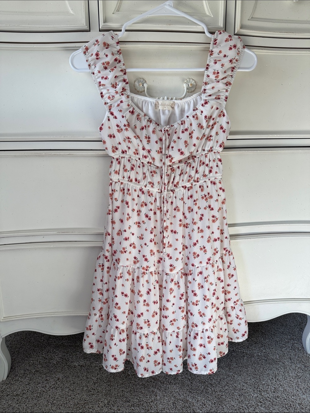 Altar'd State White Sundress with Red Floral Print